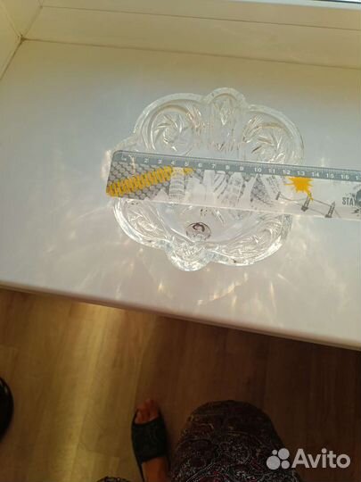 Ваза хрустальная на ножках Богемия Чехословакия