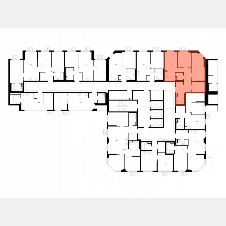 2-к. квартира, 66,2 м², 7/23 эт.