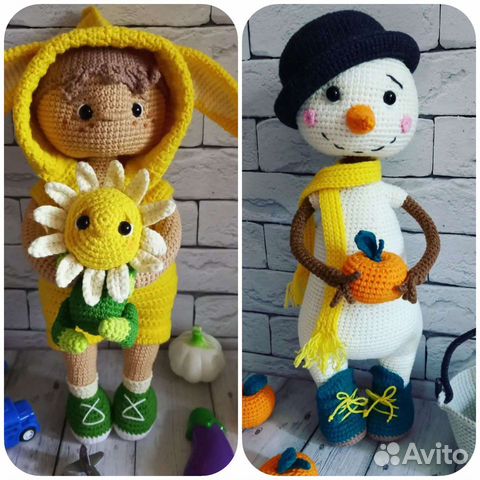 Вязаный малыш и снеговик крючком