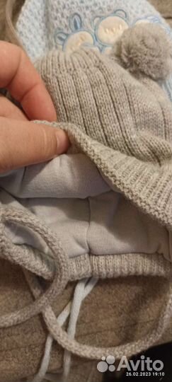 Шапочки для малыша 0-3, 3-6 демисезон зима