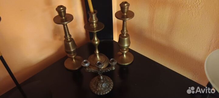Подсвечник латунь, чугун, металл. Винтаж. СССР