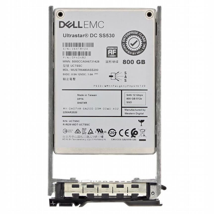 [H07XR] Жесткий Диск Dell 800gb Sas 2,5" Ssd H07xr