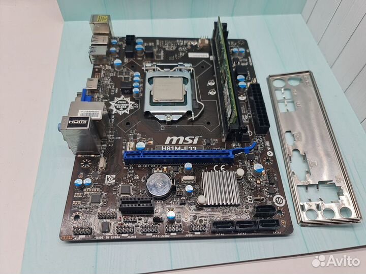 Материнская плата MSI H81M-E33, LGA 1150+G3260+4gb