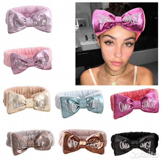 Повязка на голову OMG кожаный бантик