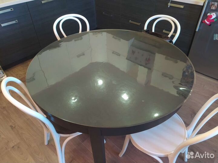 Круглая силиконовая скатерть 115см, гибкое стекло