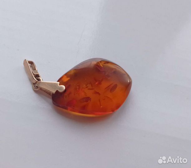 Кулон золото 583 звезда янтарь СССР