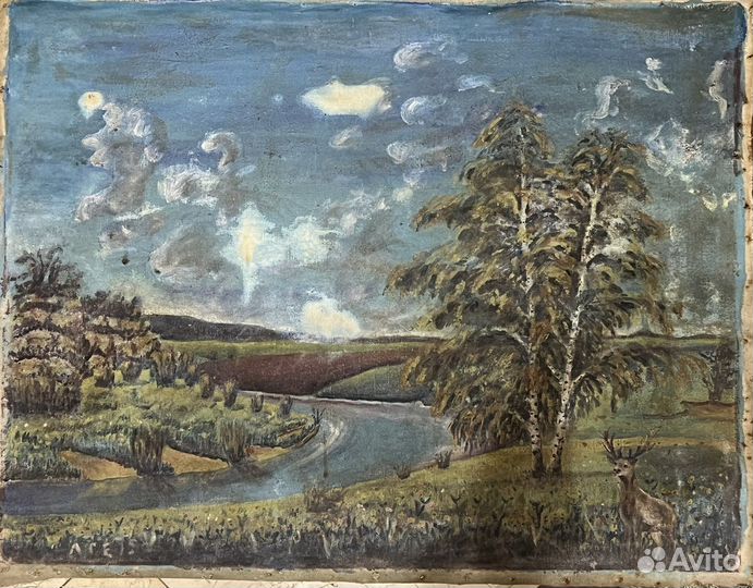 Картина маслом на холсте антикварная. Цена