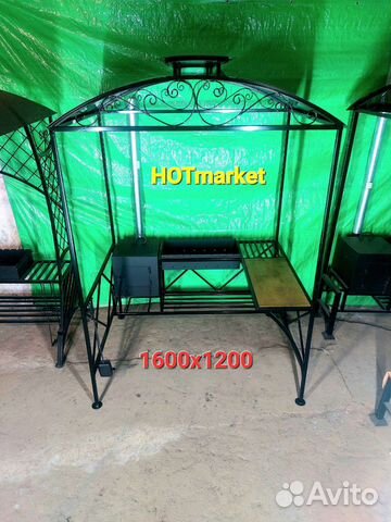 Мангал с печью под казан и крышей