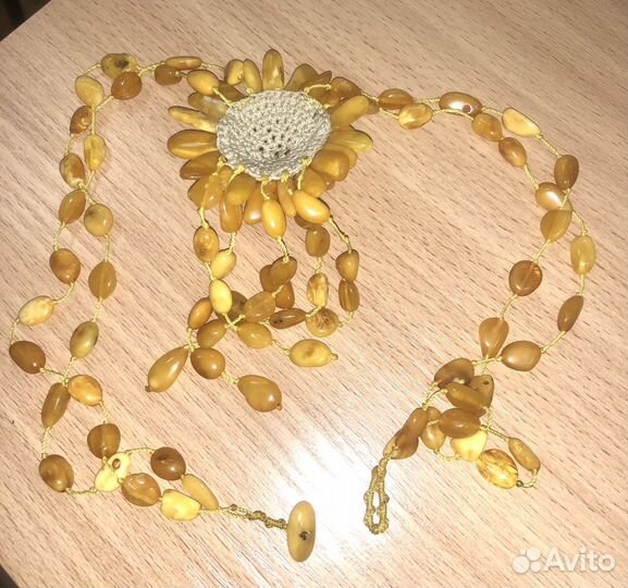 Колье натуральный янтарь