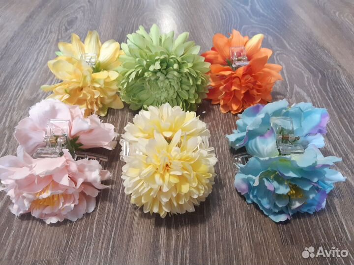 Заколка для волос краб с цветами Таиланд