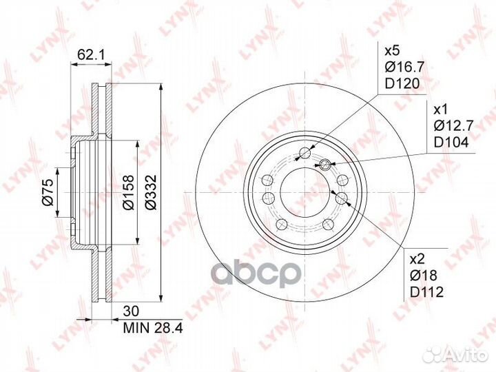 Диск тормозной BMW X3 (E83) 01- перед. вент. BN