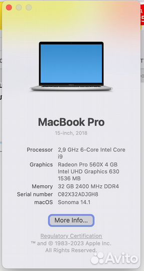 Macbook Pro 15 Touch Bar 2018 / i9 / 32GB / 2TB