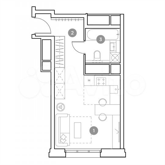 Квартира-студия, 27,2 м², 9/25 эт.