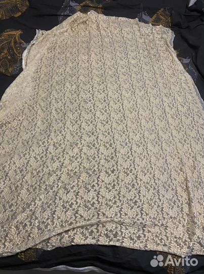 Ткань ажур золото на белом 160*150