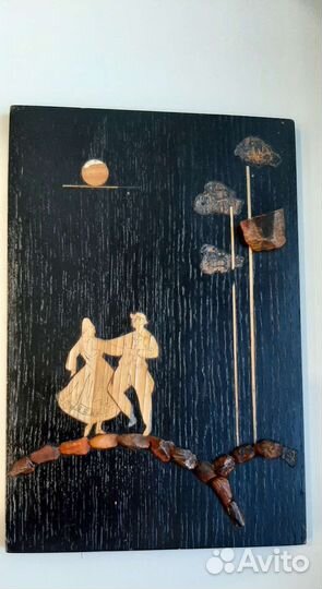 Панно из дерева с янтарём СССР