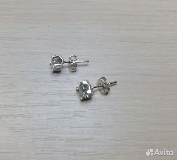 Серьги пусеты с муассанитами 1 ct, 2 ct