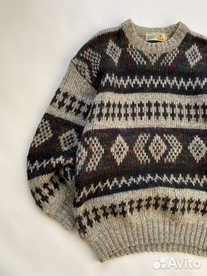 Винтажный шерстяной свитер preppy ретро 80-х