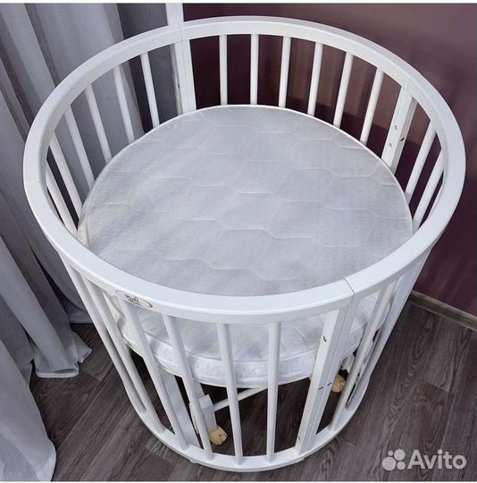 Круглая кроватка трансформер 8в1 из бука