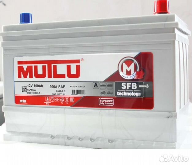 100Ah Аккумулятор 12V 6CT-100 Mutlu SMF 115D31L