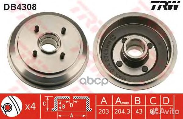 Тормозной барабан DB4308 TRW