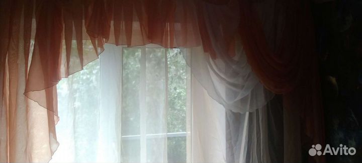 Тюль с ламбрекеном жёлтая,лента