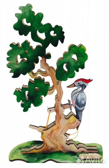 Механическая игрушка конструктор дятел