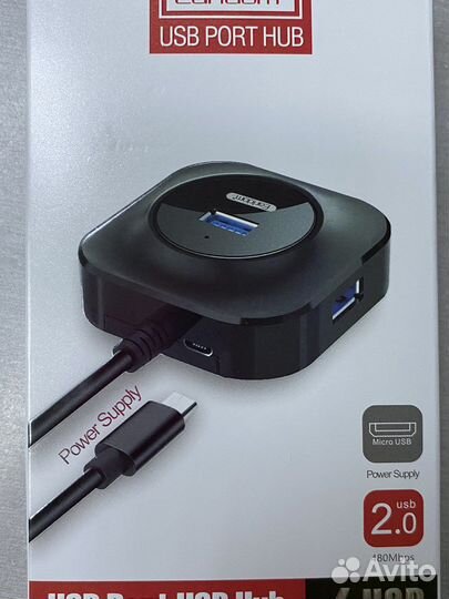 USB Хаб Earldom ET-HUB06 4x USB +доп.пит. каб 50см