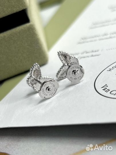 Серьги пуссеты Van Cleef Butterfly золото 750