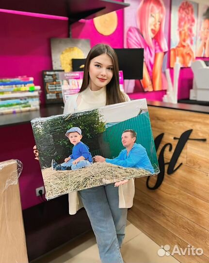 Печать на холсте, портрет по фото, подарок картина