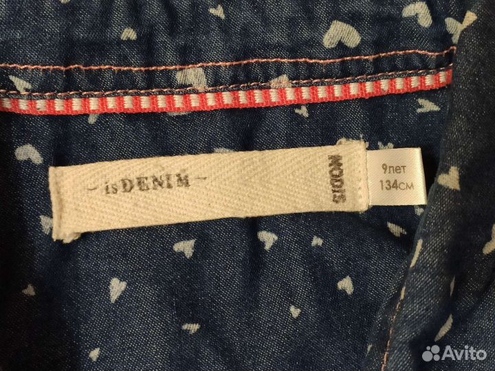 Джинсовая рубашка для девочки 9 лет 134 см