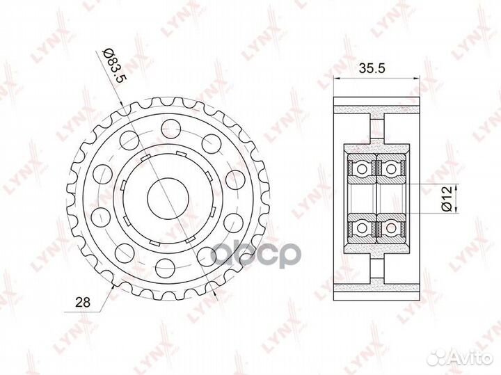Ролик обводной ремня грм PB3038 lynxauto