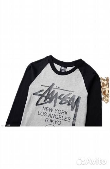 Лонгслив мужской stussy принт(new York, Los A) 44(XS/S)
