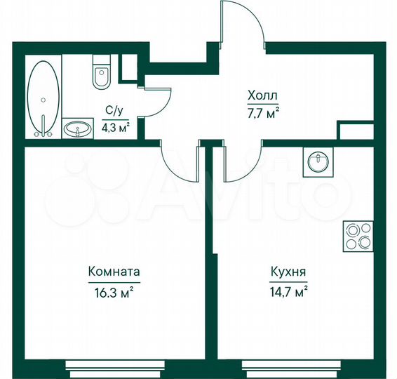 1-к. квартира, 43,2 м², 7/29 эт.