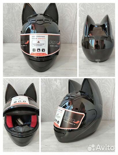 Мото шлем женский с ушками