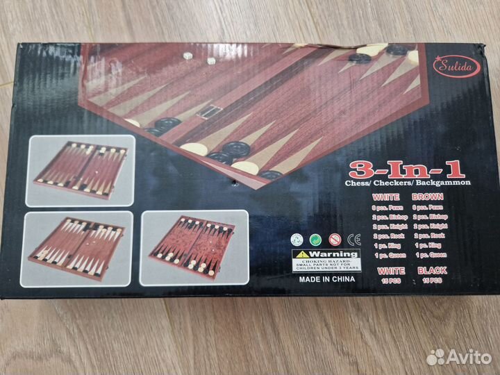 3 в 1 Шахматы, шашки, нарды, деревянные, Veld Co