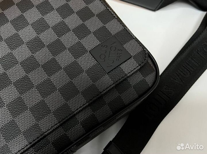 Сумка мужская Louis Vuitton district кожаная черна