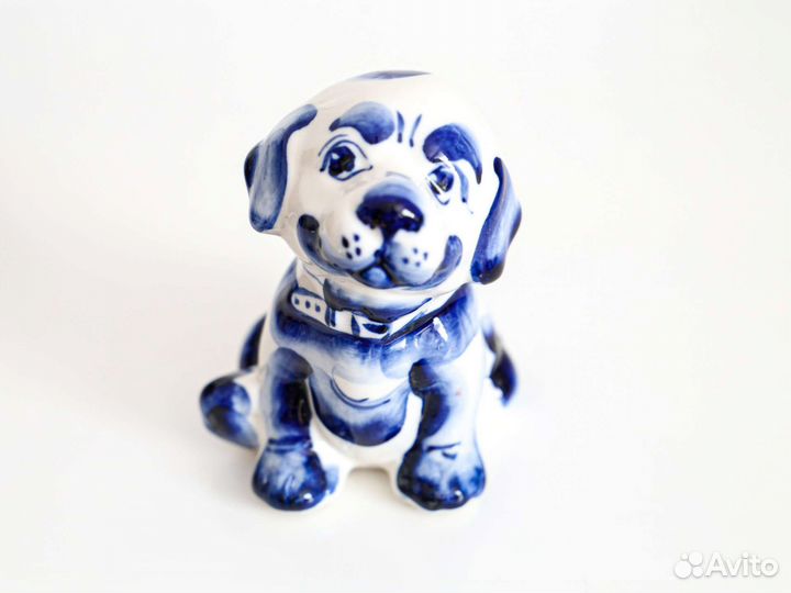 Статуэтка фарфор собака гжель