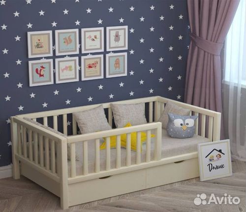 Кроватка берёза с бортиком сингл детская