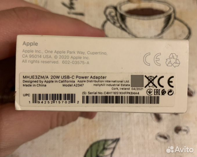 Сзу, блочок, адаптер, зарядка Apple 20w USB-C