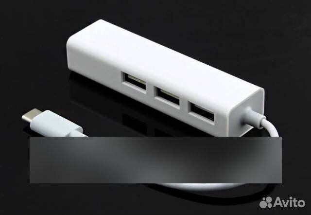 Переходник USB Type-C на Ethernet LAN,3 USB хаб,ра