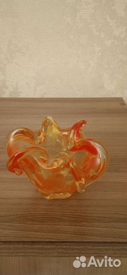 Ваза гутная техника, Чехословакия, винтаж, 8 см