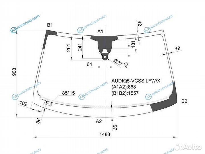Audiq5-vcss lfwx Стекло лобовое + дд камера audi Q