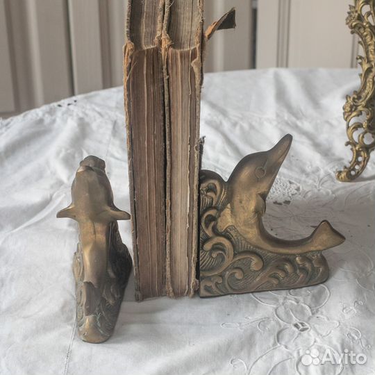 Букенды винтажные дельфины бронза