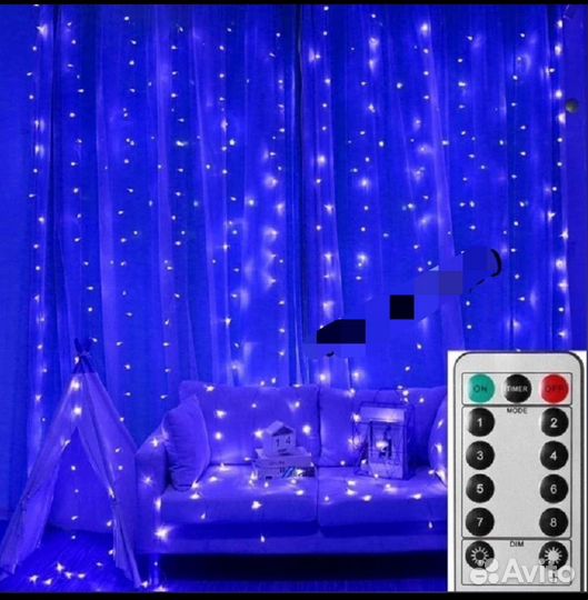 Гирлянда штора с пультом управления