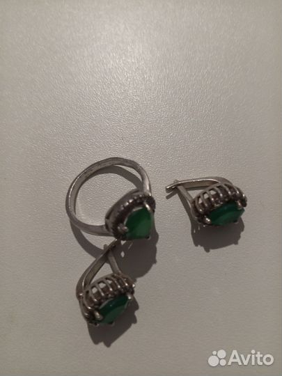 Серьги и кольцо серебро