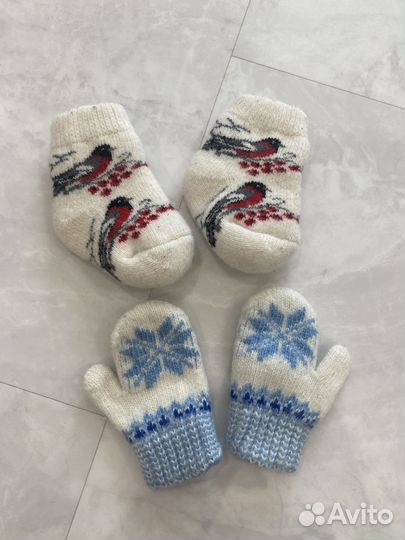 Детские шерстяные варежки