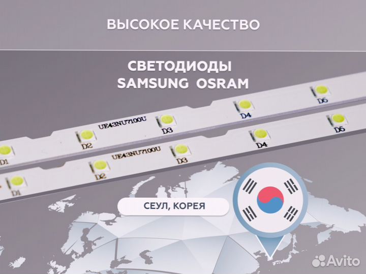 Подсветка на светодиодах Samsung UE 43 49 55 NU и