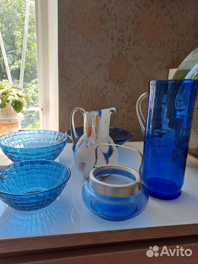 Посуда синее стекло.ссср