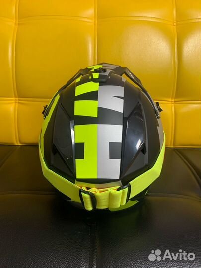 Мотошлем крос EDX чёрно-жёлтый (Очки в комплекте)