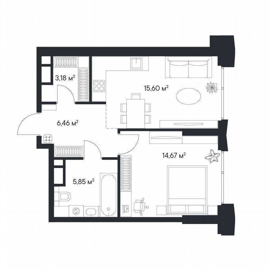 1-к. квартира, 44,9 м², 20/28 эт.